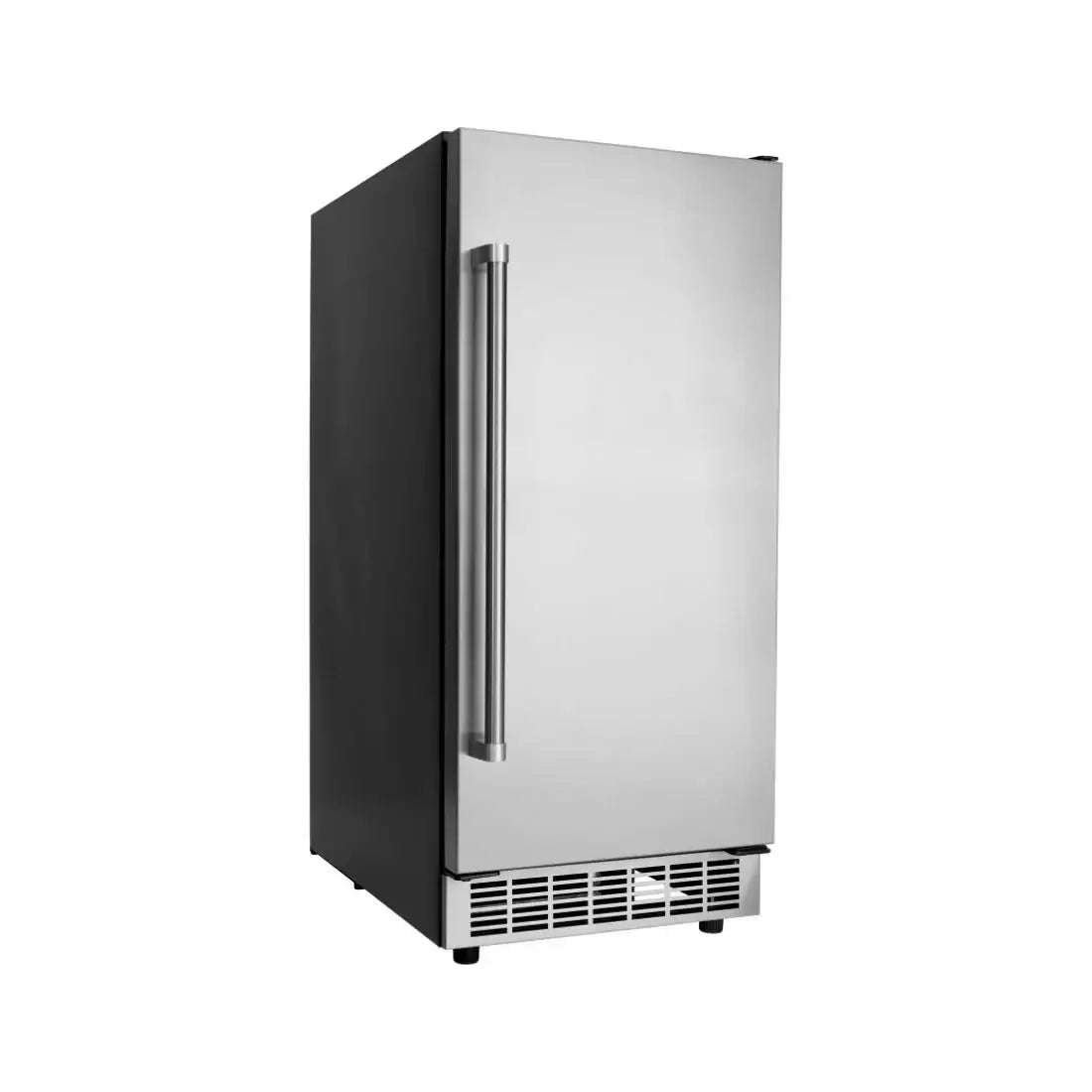 Máquina de Gelo Evol embutida em inox, ideal para área gourmet, produz 20kg de gelo por dia.
