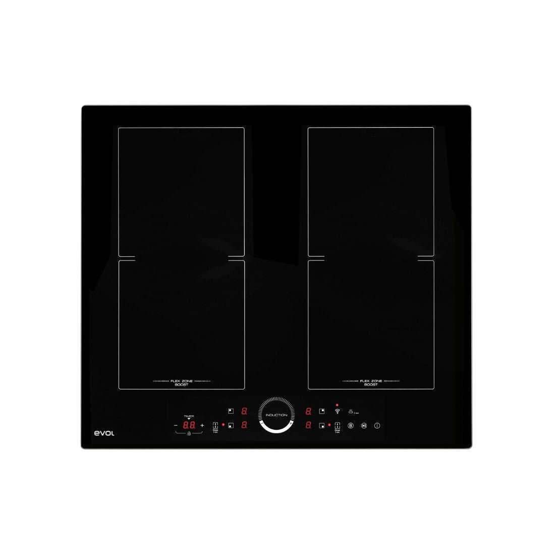 Cooktop Evol Indução 4 Zonas 60cm preto vidro vitrocerâmico com duas Zonas Flex e painel touch