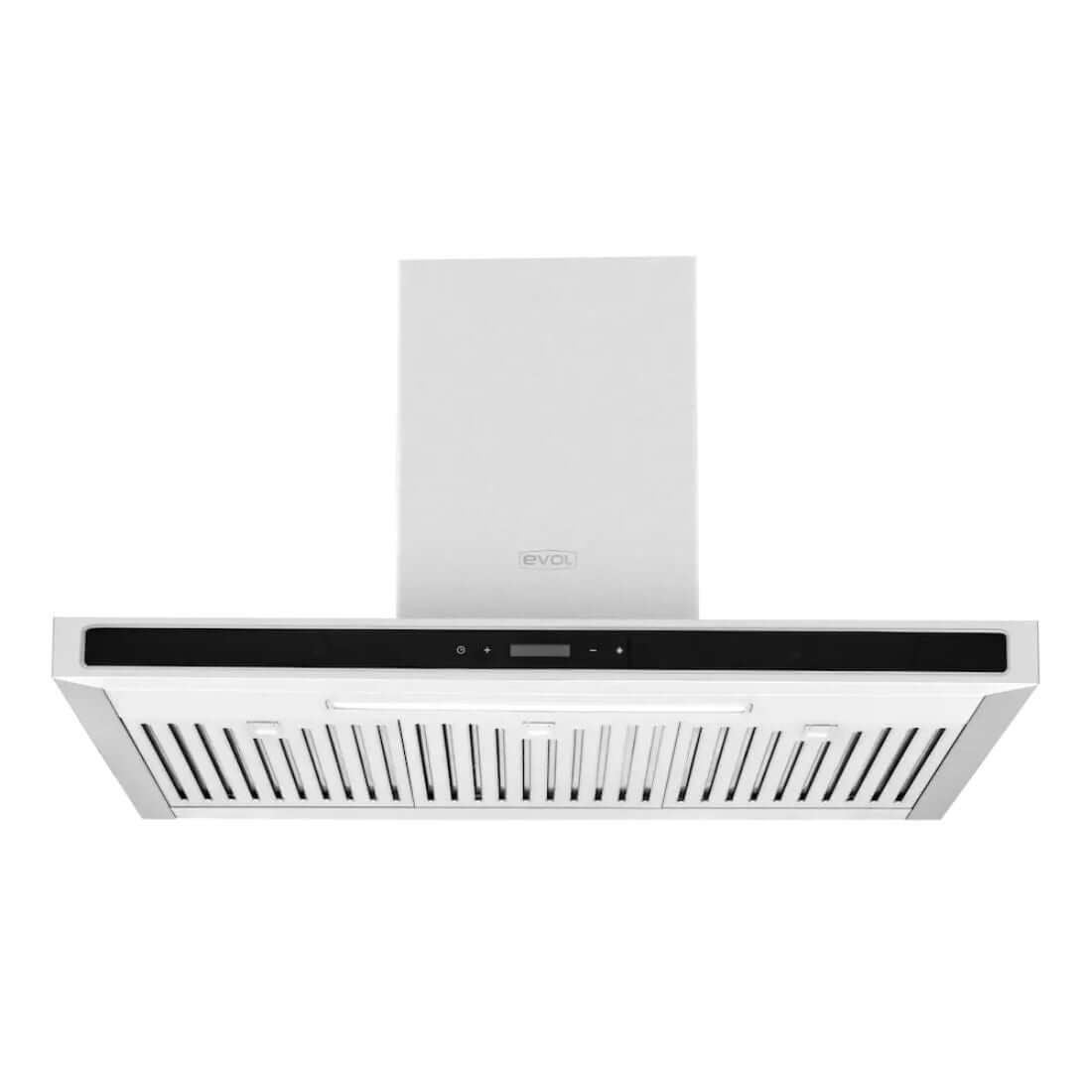 Coifa Evol Sigma de Parede 90cm inox escovado com painel preto, motor 800 m³/h, design moderno para cozinha contemporânea