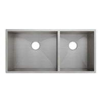 Cuba Mekal Dupla 86cm inox escovado embutir LR5034 com cubas 50cm e 34cm cantos retilíneos