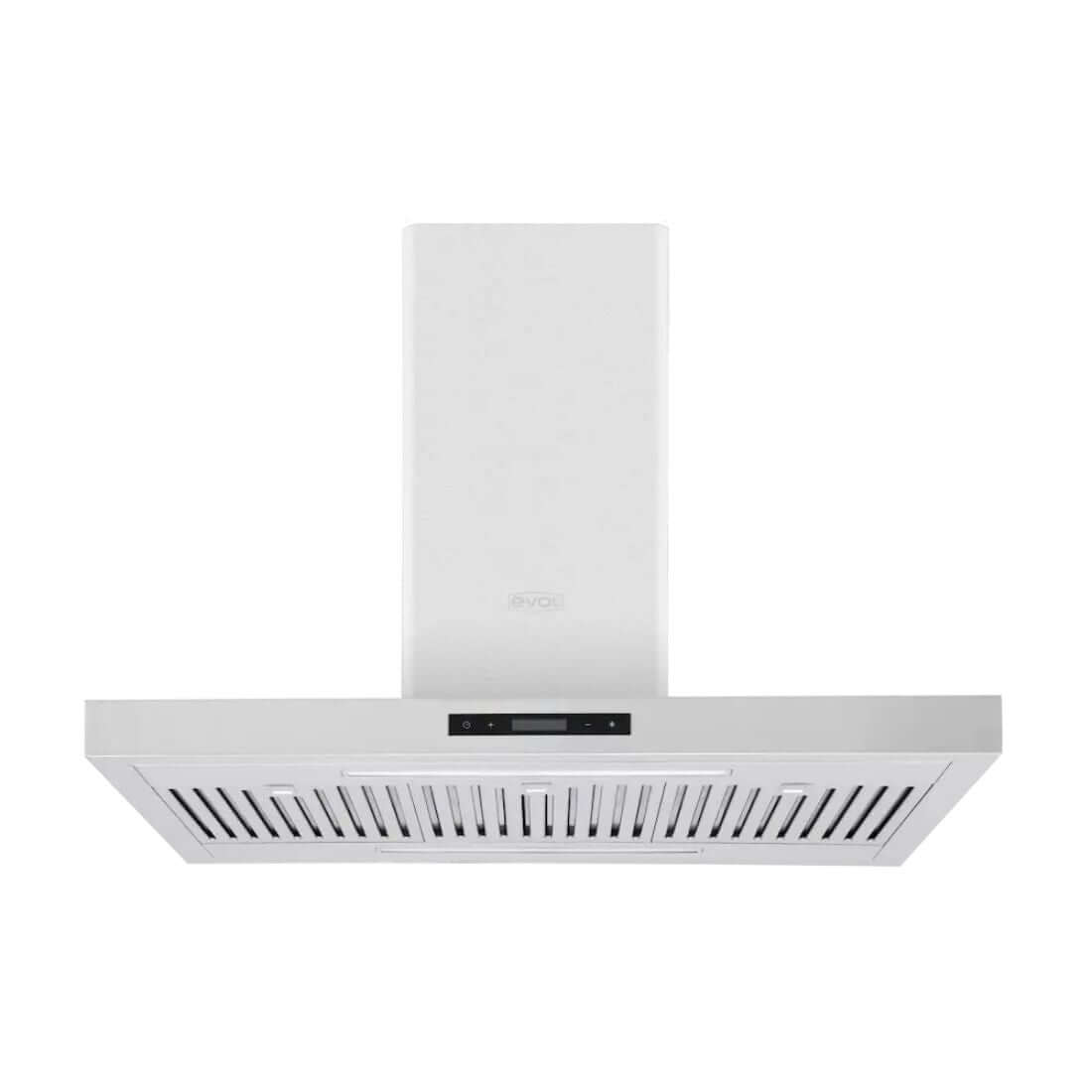 Coifa Evol de Ilha Delta 90cm inox escovado com painel touch e extração 800 m³/h, compatível com app Evol Smart