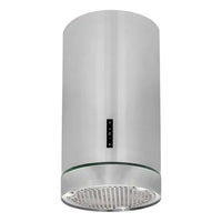 Coifa Evol de Ilha cilíndrica inox 38cm com LED e painel touch — design suspenso para ilha de cozinha