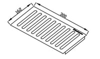 Alt Tag: Escorredor Debacco inox 30cm para canal organizador, escorredor plano 300mm com ranhuras e borda de encaixe