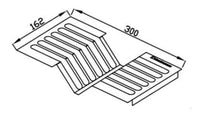 Desenho técnico do escorredor de pratos Debacco Inox 30cm, mostrando dimensões e detalhamento do design.