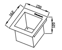 Planta detalhada do Porta Potes Mini Horta Debacco Inox 15cm com dimensões em mm.