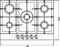 Cooktop Zurique a Gás 5 Bocas Inox 70cm Bivolt