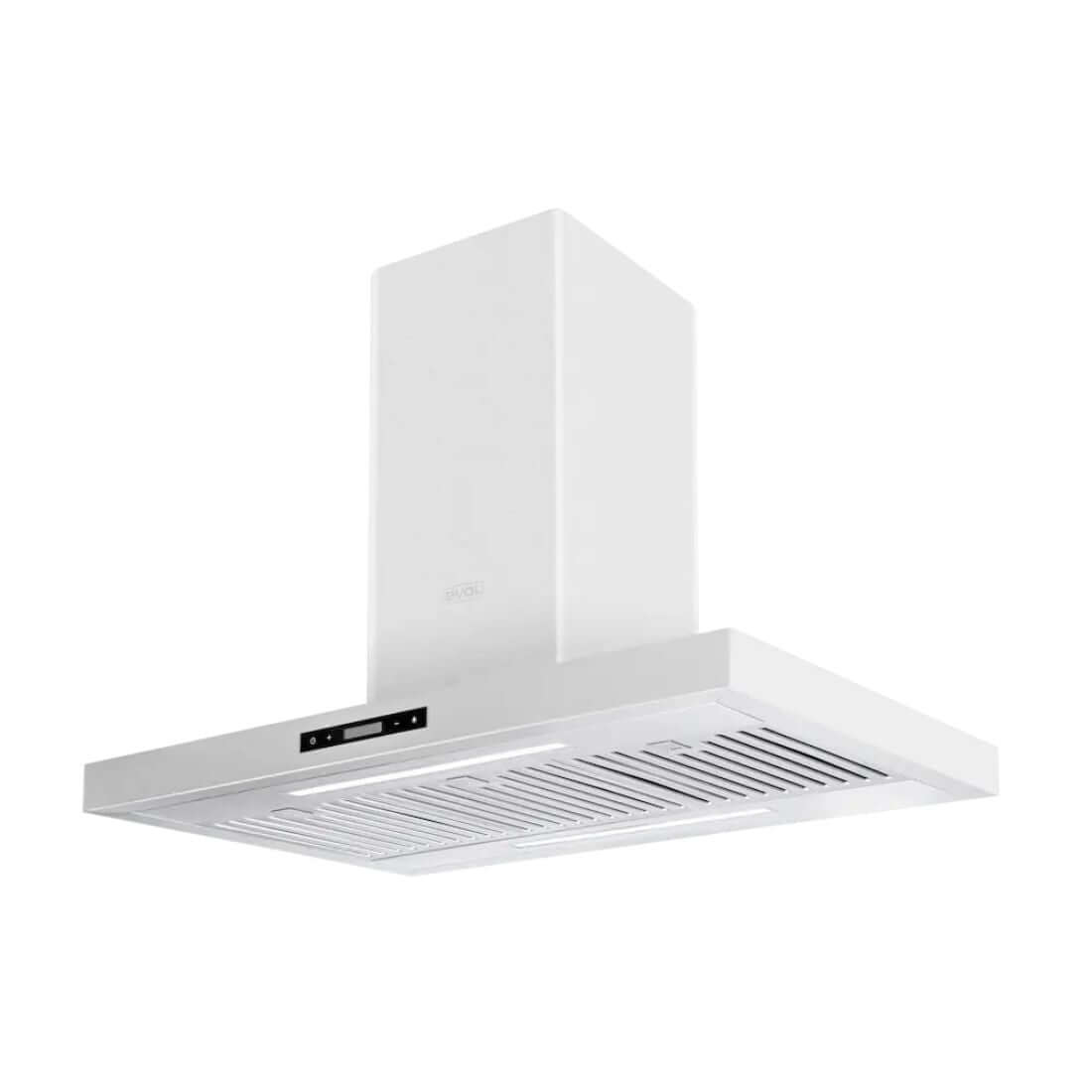 Coifa Evol de Ilha Delta 90cm inox escovado com painel touch e extração 800 m³/h, acabamento moderno para cozinha ilha