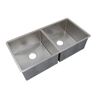 Cuba Mekal Dupla 79cm de embutir inox escovado LR5027 com duas cubas retangulares 50cm e 27cm, cantos retilíneos e acabamento impecável