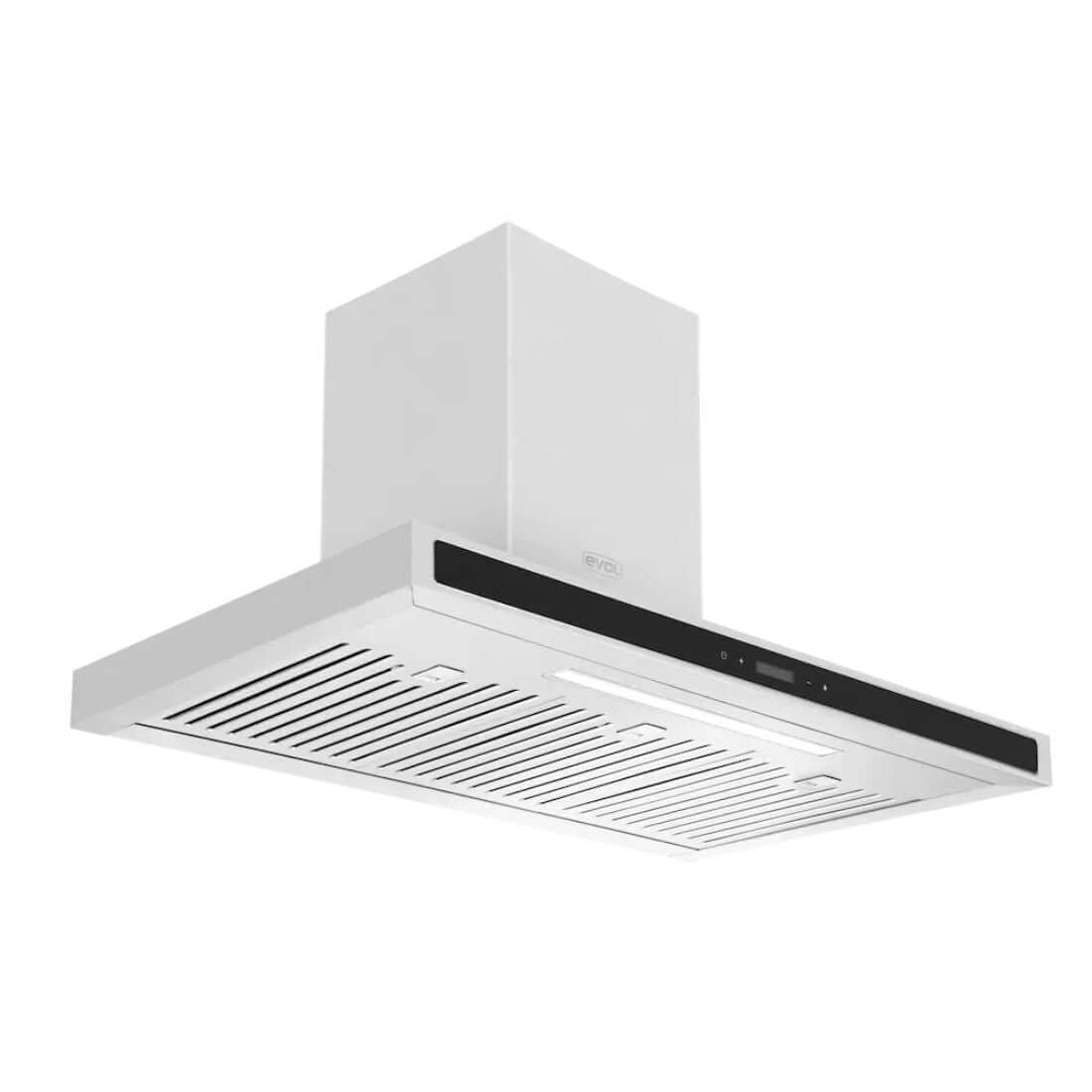 Alt Tag: Coifa Evol Sigma de Parede 90cm inox com painel preto, motor 800 m³/h e design moderno para cozinha