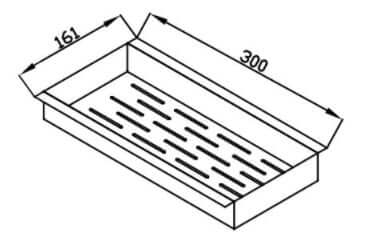 Esquema do escorredor de utensílios Debacco Inox 30cm, ideal para escorrer copos e utensílios maiores.