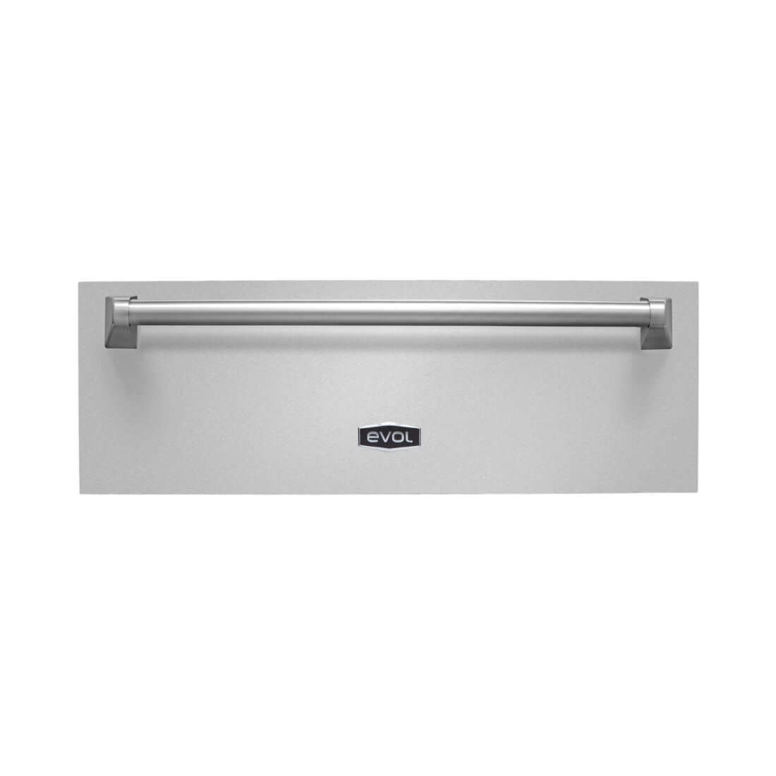 Alt Tag: Gaveta Aquecida Evol com Rechaud inox 76cm, acabamento prateado, rechaud incluso, corrediças telescópicas