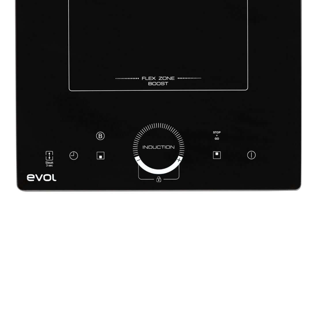 Cooktop Evol Indução 2 Bocas 30cm preto com painel touch e Zona Flex visível
