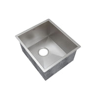 Cuba Mekal LR 34cm de embutir em inox escovado com cantos retilíneos e acabamento impecável