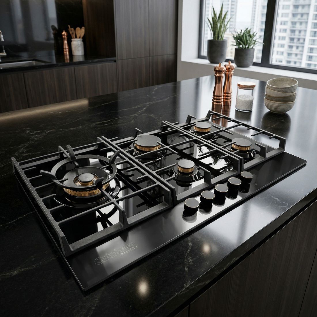 Cooktop à Gás Cuisinart Arkton 5 Bocas Vidro Preto 90cm