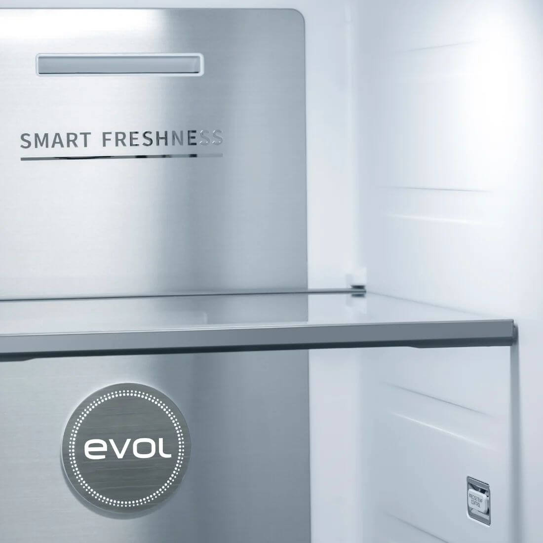 Refrigerador Evol Side by Side inox 436L 84cm com interior Smart Freshness e prateleira de vidro