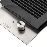 Detalhe do Cooktop Dominó Barbecue CrissAir, grelha e controle em inox para cozinha gourmet.