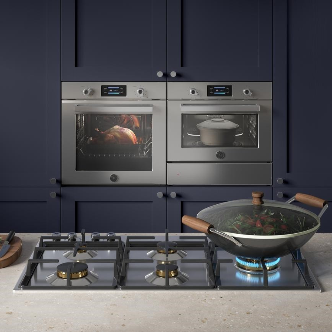 Cooktop Bertazzoni Professional a Gás 5 Bocas com Tripla-Chama Lateral Inox 89cm 220V