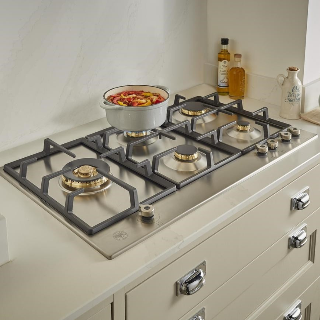 Cooktop Bertazzoni Professional a Gás 5 Bocas com Tripla-Chama Lateral Inox 89cm 220V