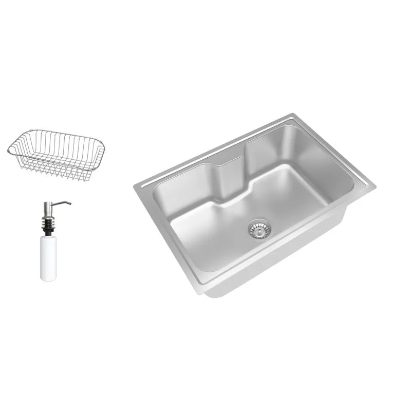 Alt Tag: Cuba Debacco Funzionale 231 inox acetinada 66cm com cesto escorredor e dispenser sem furo, aço inox 304 1,0mm