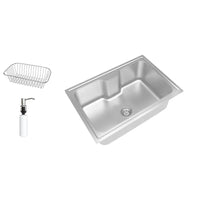 Alt Tag: Cuba Debacco Funzionale 231 inox acetinada 66cm com cesto escorredor e dispenser sem furo, aço inox 304 1,0mm