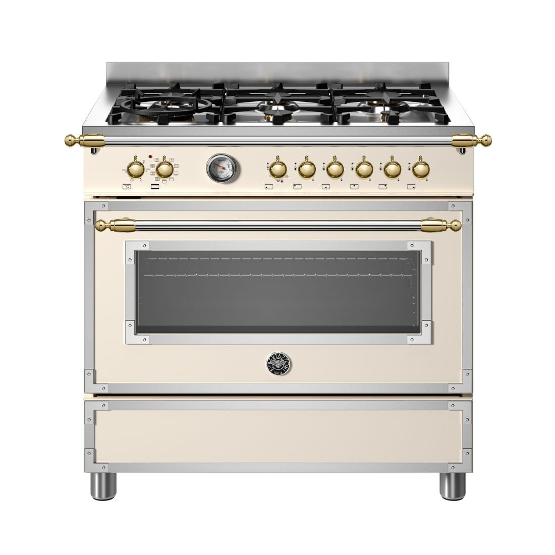 Fogão Bertazzoni Heritage Marfim 90cm 6 Bocas Forno Elétrico 103L