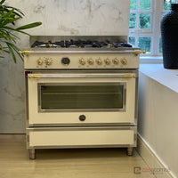 Fogão Bertazzoni Heritage Marfim 90cm 6 Bocas Forno Elétrico 103L