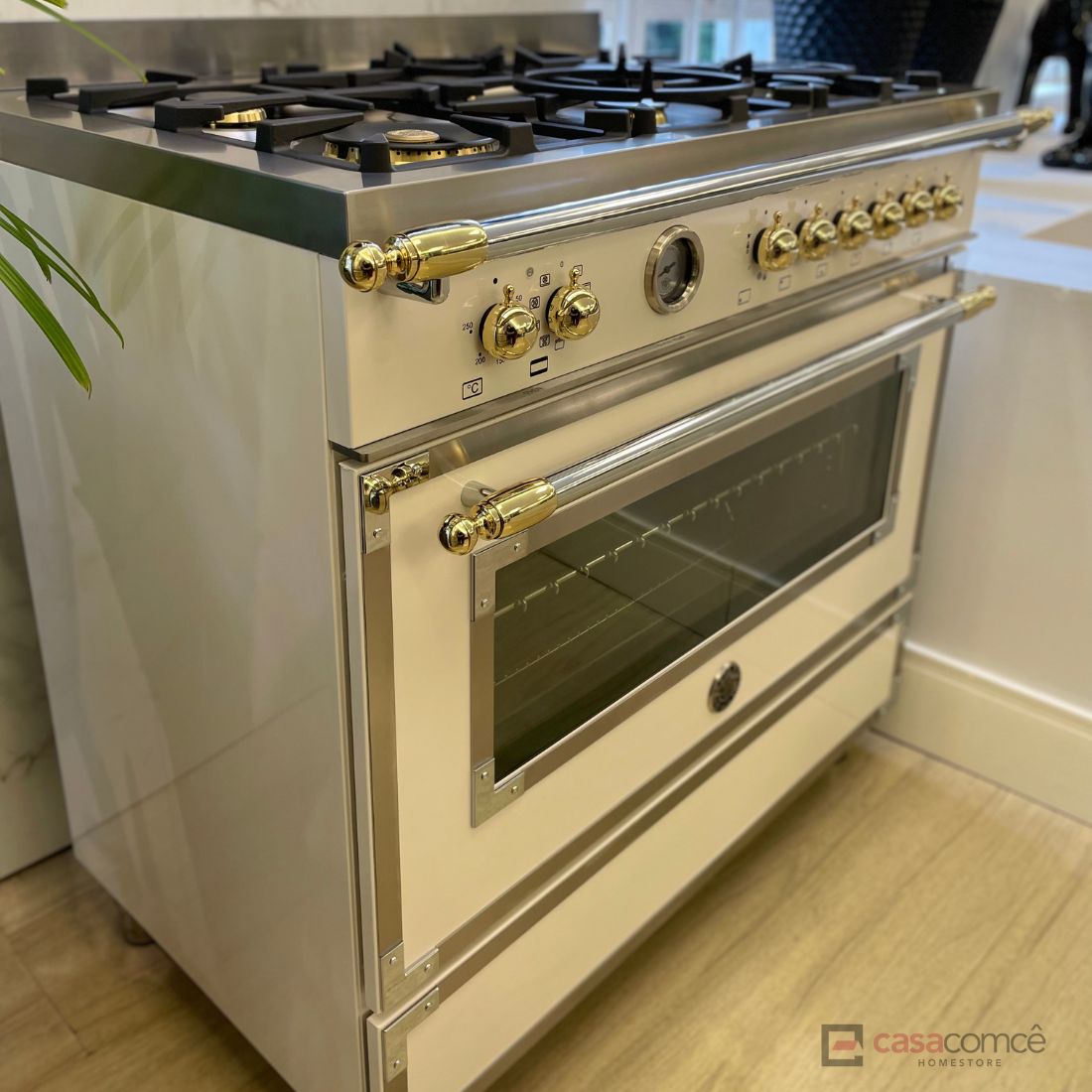 Fogão Bertazzoni Heritage Marfim 90cm 6 Bocas Forno Elétrico 103L