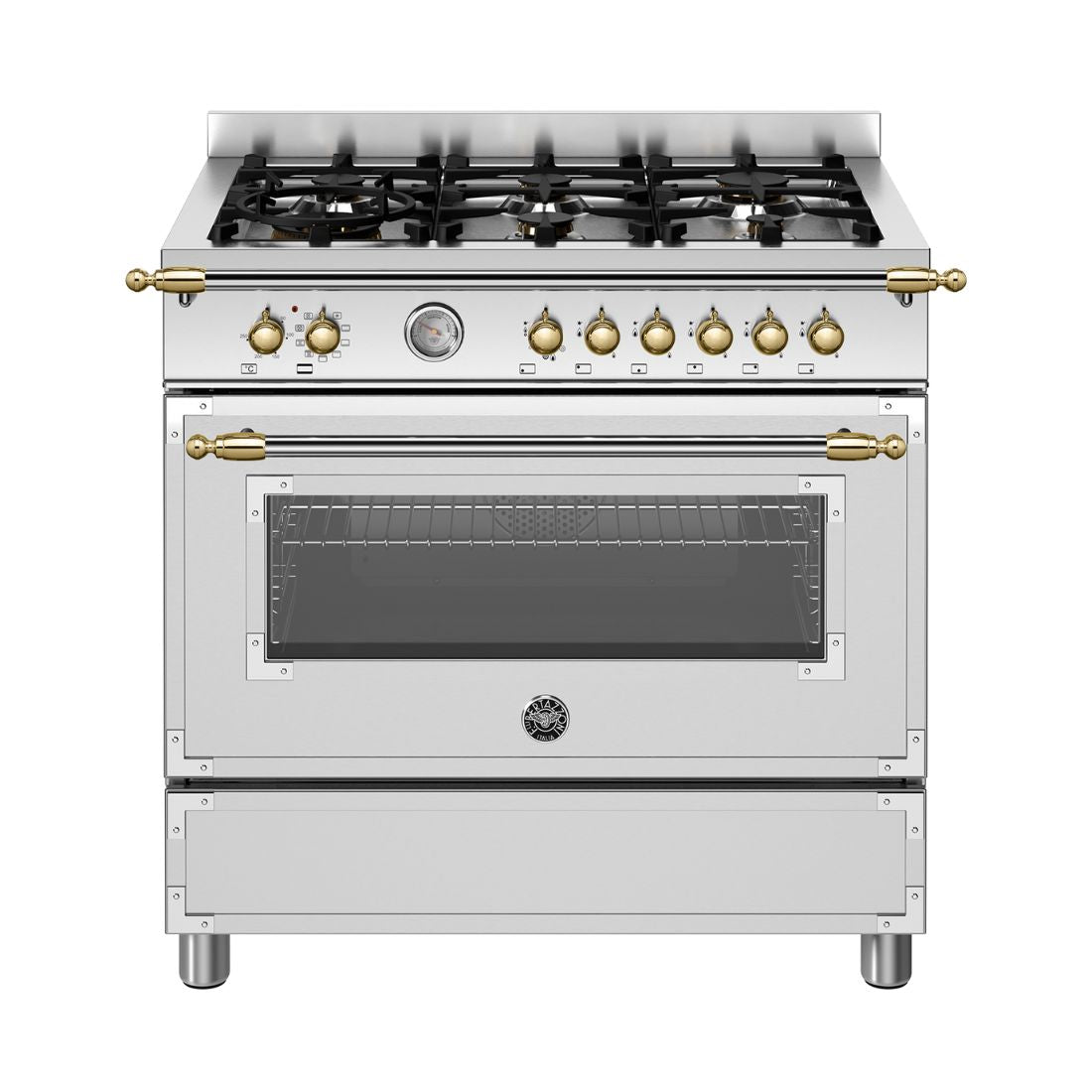 Fogão Bertazzoni Heritage Inox 90cm 6 Bocas Forno Elétrico 103L