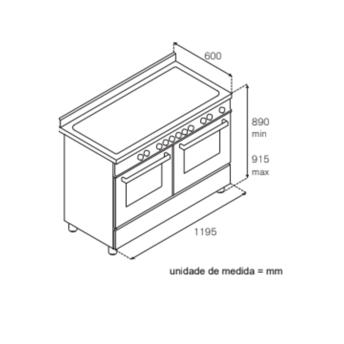 Fogão Bertazzoni Heritage Marfim 120cm 6 Bocas Forno Elétrico 138L