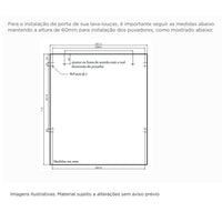 Painel de Inox Evol para Lava-Louças 60cm - diagrama técnico com medidas e posicionamento de furos para instalação da porta (medidas em mm)