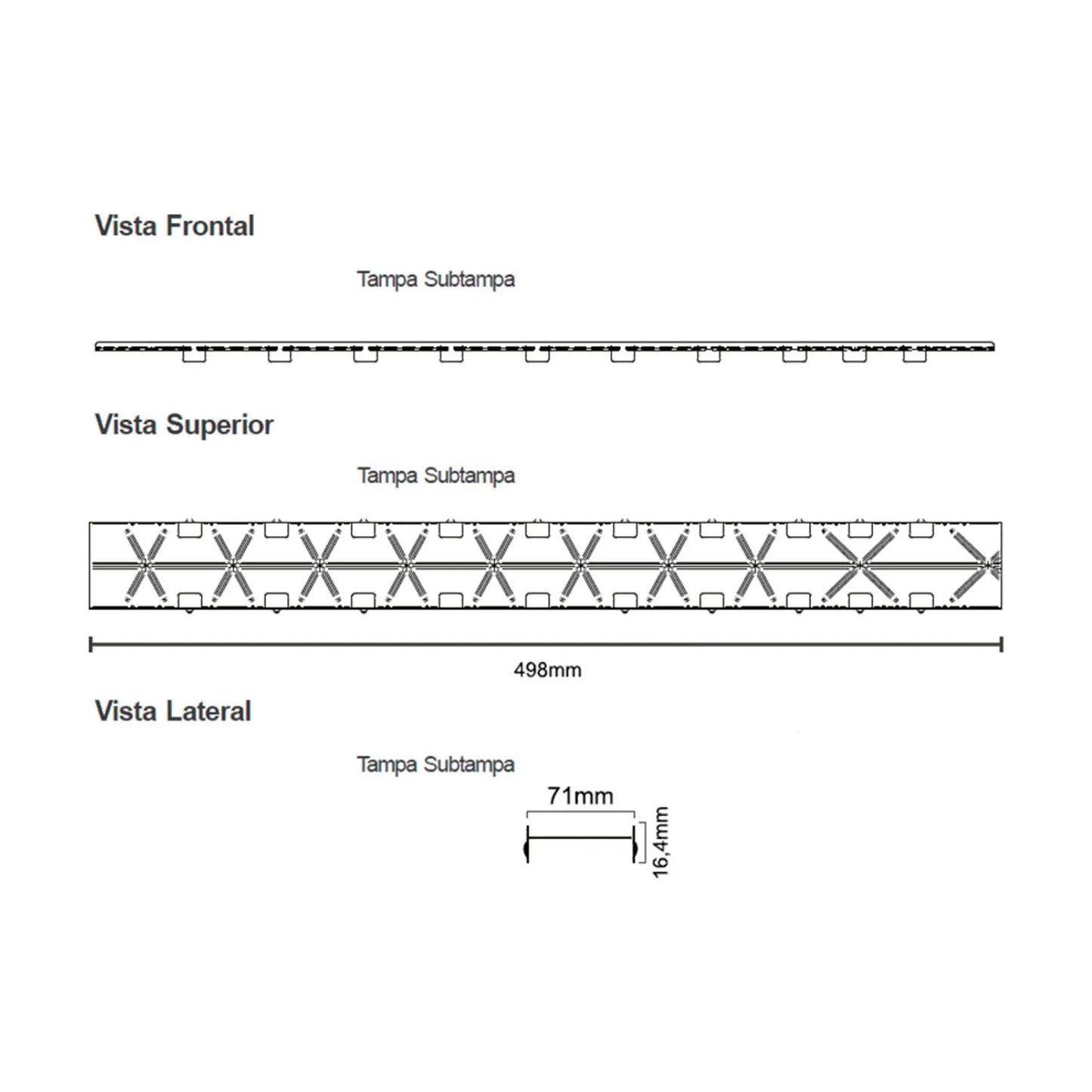 Ralo Linear Elleve Versalite 50cm Tampa Oculta - Saída Lateral