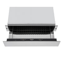 Gaveta Aquecida Tecno Original Inox 60cm com interior de aço inox e painel de controle interno.