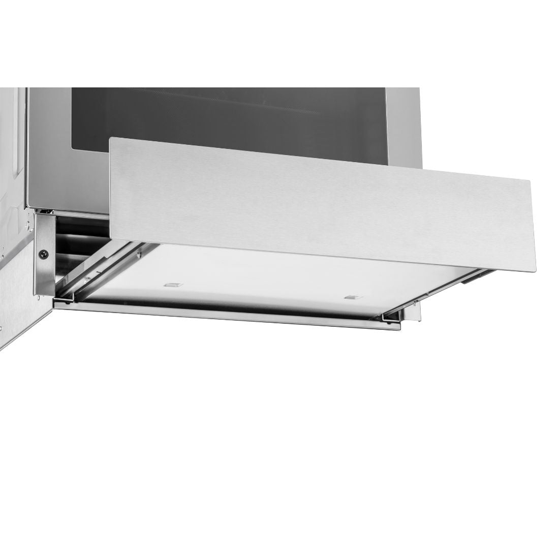 Gaveta Aquecida Tecno Original Inox 60cm em aço inox escovado com interior amplo para aquecer alimentos.
