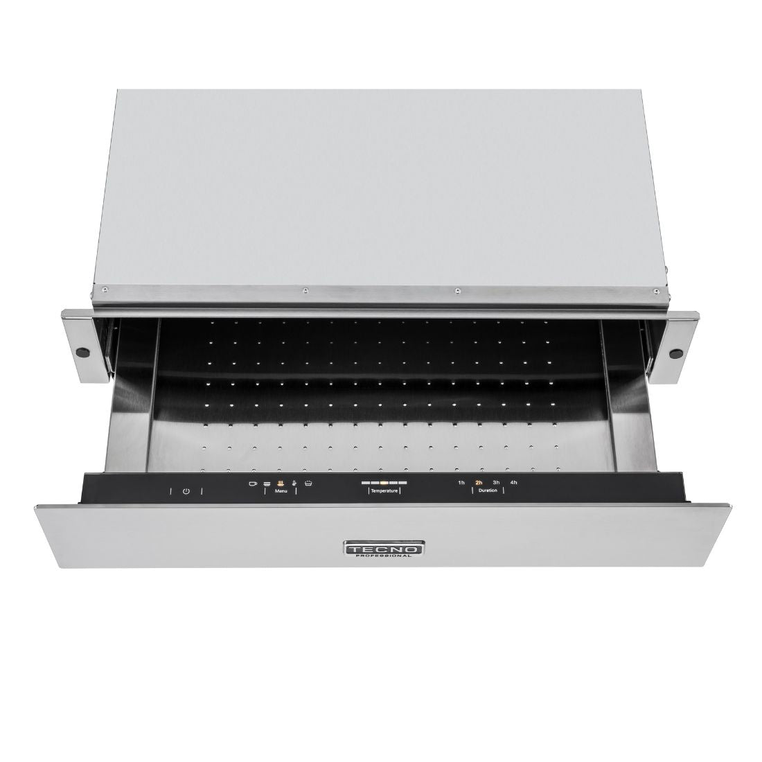 Gaveta Aquecida Tecno Professional Inox 60cm com painel de controle e interior ventilado em aço inox.