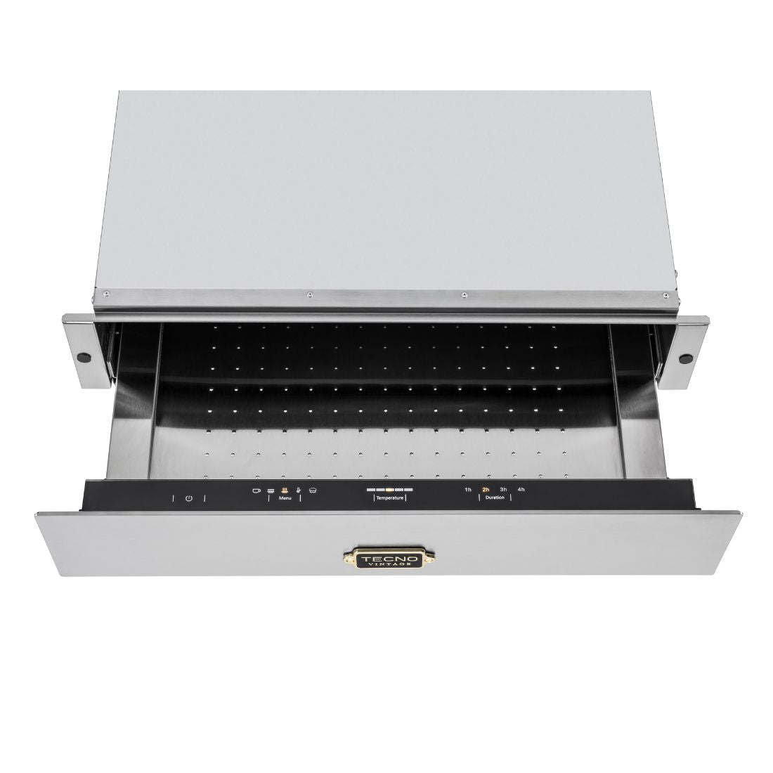 Gaveta Aquecida Tecno Vintage Inox 60cm com interior espaçoso e painel de controle moderno.