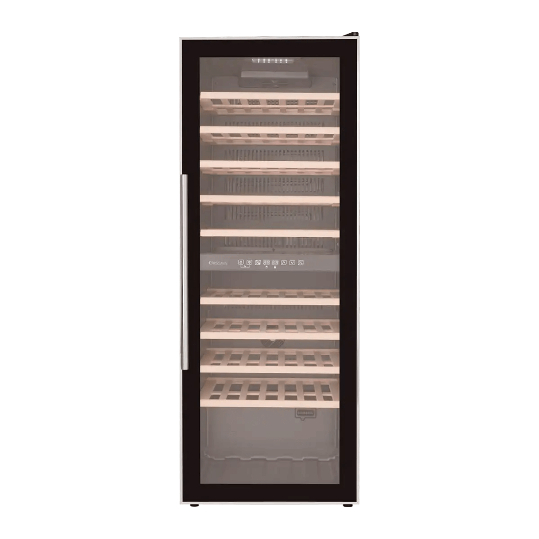 Adega de Vinhos CrissAir com capacidade para 77 garrafas, design sofisticado e iluminação em LED.