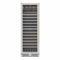 Adega Tecno Vintage 151 Garrafas Inox 60cm - Abertura Esquerda adega climatizada inox 151 garrafas, porta de vidro e prateleiras em madeira