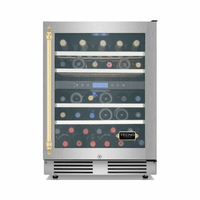 Adega Tecno Vintage 43 Garrafas Inox 60cm - Abertura Direita: adega de vinho inox 43 garrafas com puxador dourado e porta de vidro