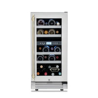 Alt Tag: Adega Tecno Vintage 23 Garrafas em inox com abertura direita, prateleiras e painel digital para vinho