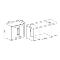 Adega e Cervejeira Cuisinart Arkton Inox 75cm adega de embutir inox 75cm desenho técnico com medidas e portas duplas