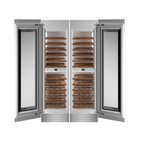 Adega Bertazzoni Porta de Revestir 80 Garrafas 60cm- Abertura Esquerda: adega de embutir dupla inox com prateleiras de madeira e portas de vidro