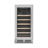 Adega Debacco 31 Garrafas Inox 38cm - Abertura Esquerda adega climatizada inox compacta 31 garrafas com prateleiras de madeira e porta de vidro