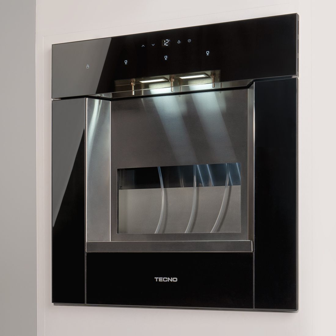 Dispenser de Vinhos Tecno Original 3 Garrafas Inox 60cm - dispenser de vinhos embutido em inox 60cm com acabamento preto e painel touch moderno