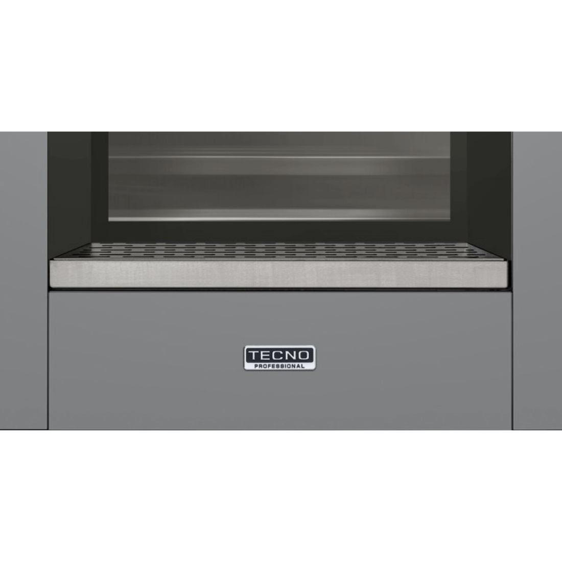 Dispenser de Vinhos Tecno Professional 3 Garrafas Inox 60cm dispenser de vinhos inox com frente cinza e bandeja perfurada, design profissional