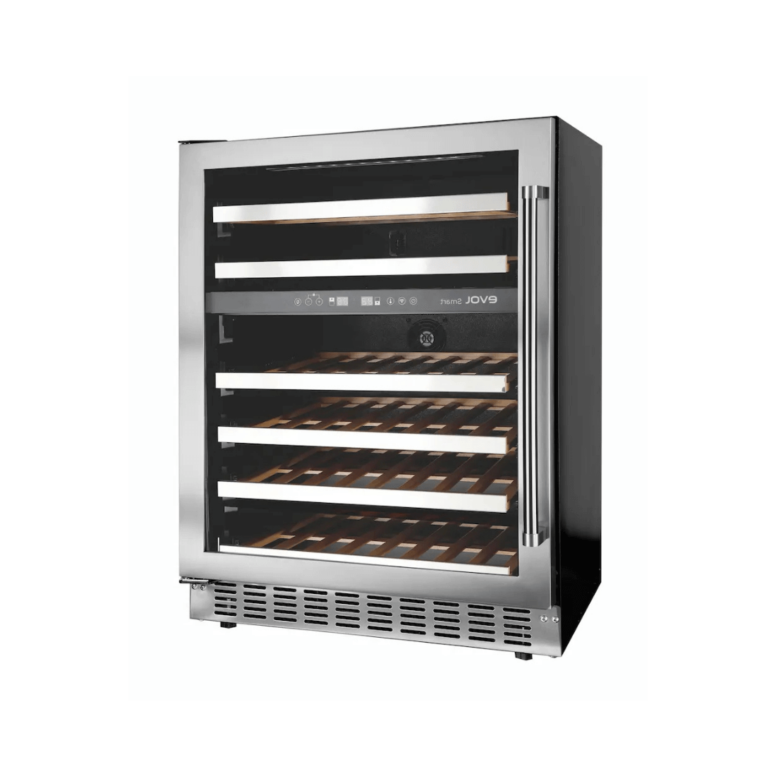 Adega Evol 46 Garrafas Smart Inox 60cm - Abertura Esquerda, adega climatizada inox 46 garrafas com interior em madeira e porta de vidro