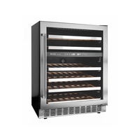 Adega Evol 46 Garrafas Smart Inox 60cm - Abertura Direita com acabamento inox, prateleiras em madeira e porta de vidro, adega climatizada