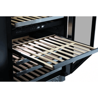 Adega Evol 160 Garrafas Smart Inox 60cm - Abertura Direita: adega climatizada inox 160 garrafas com prateleiras em madeira e porta de vidro