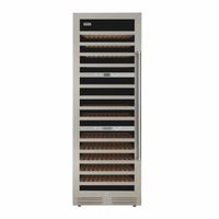 Adega Tecno Professional 141 Garrafas 3 Zonas 60cm - Abertura Esquerda adega climatizada inox 141 garrafas com prateleiras de madeira e puxador lateral