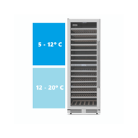 Adega Tecno Professional 151 Garrafas Inox 60cm - Abertura Esquerda adega climatizada inox 151 garrafas com duas zonas 5–12°C e 12–20°C