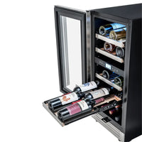 Adega Tecno Professional 23 Garrafas Inox 38cm - Abertura Esquerda adega climatizada inox 23 garrafas com porta de vidro, prateleiras deslizantes